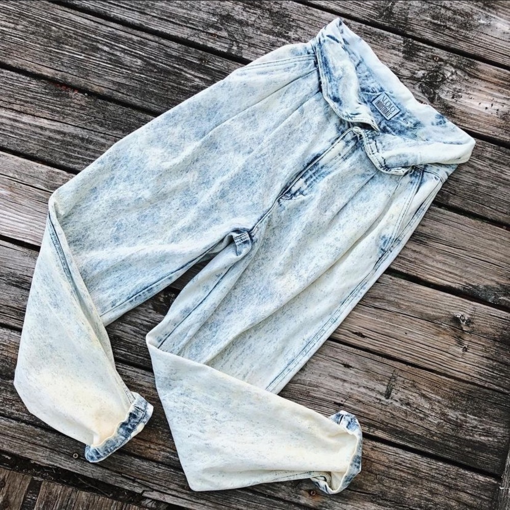 80s vintage acid wash jeans